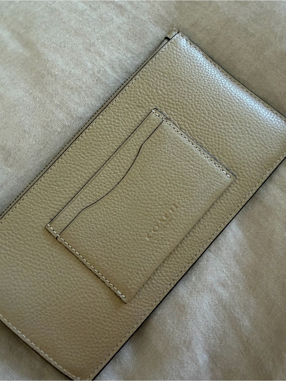 Coach Pebble Leather Zip Phone Wallet in Taupe